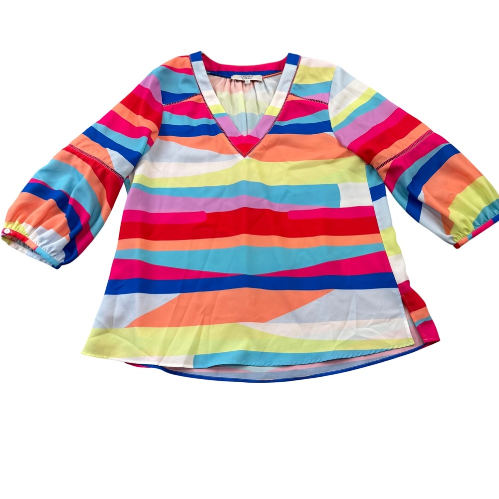 Crosby‎ by Mollie Burch Size L Jannie Tunic Blouse in Multicolor Abstract